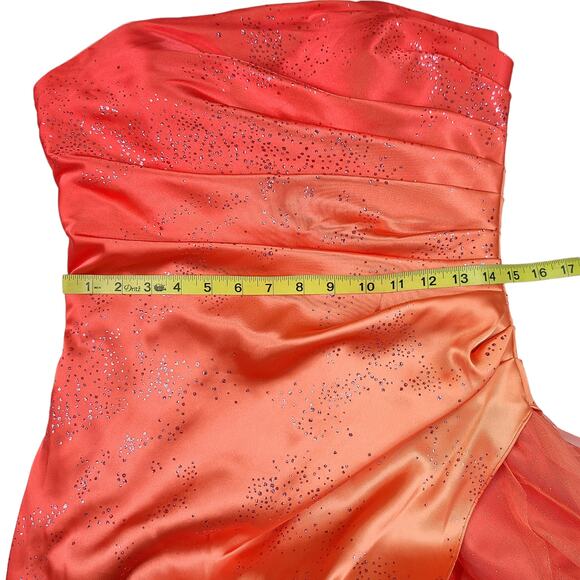 Y2K Prom Dress 7 8 Strapless Glitter Orange Jump Apparel - Picture 3 of 5